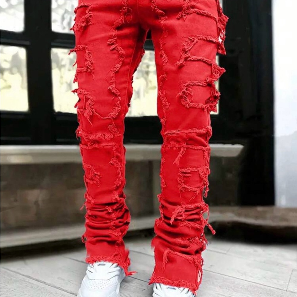 SHEIN Men Solid Raw Hem Skinny Jeans